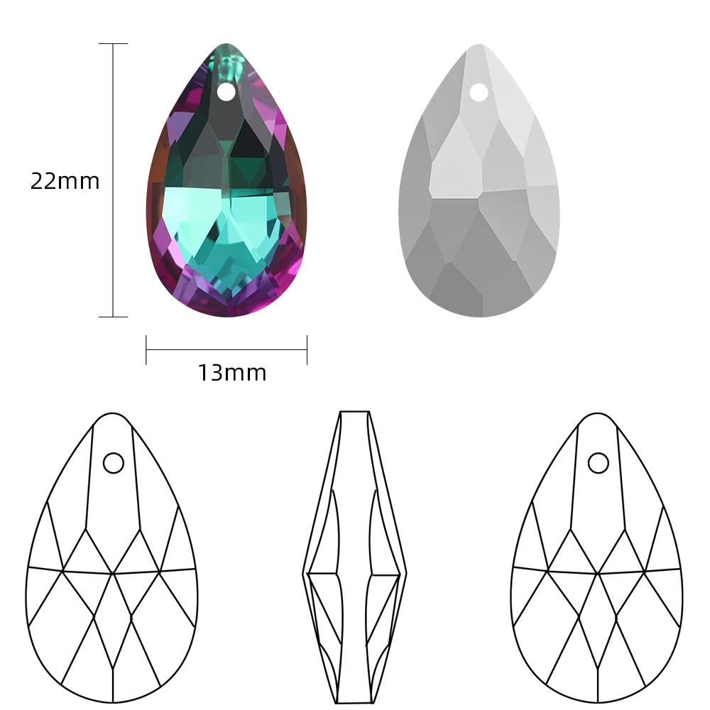 20 sztuk/partia Faceted szkło Teardrop koraliki niebieski 13x22mm urok kryształ spadek wisiorek dla DIY Making kobiet Earing biżuteria akcesoria