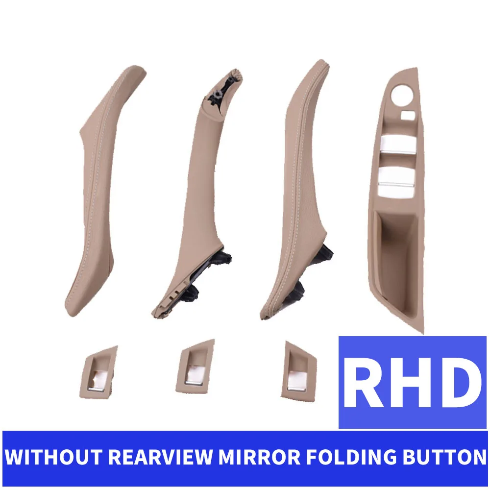 

RHD Right Hand Car Interior Door Pull Handle Leather Set No Rearview Mirror Folding Button For BMW 5 Series F10 F11 F18 520 525