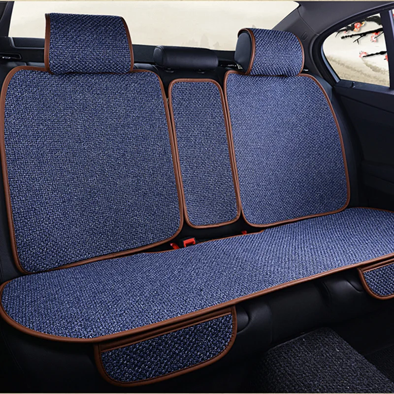 Back Rear Car Seat Cover Mat Artificial Linen Breathable Auto Seat Cushion Protector Universal fit Most Cars Truck Suv or Van