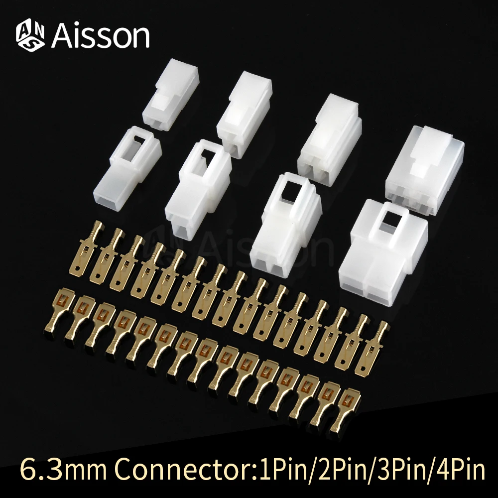 5Sets/Lot 1/2/3/4/6/8Pin 6.3mm Electrical Wire Connector Male Female Cable Terminal Plug Kits Automotive Motorcycle Ebike Car