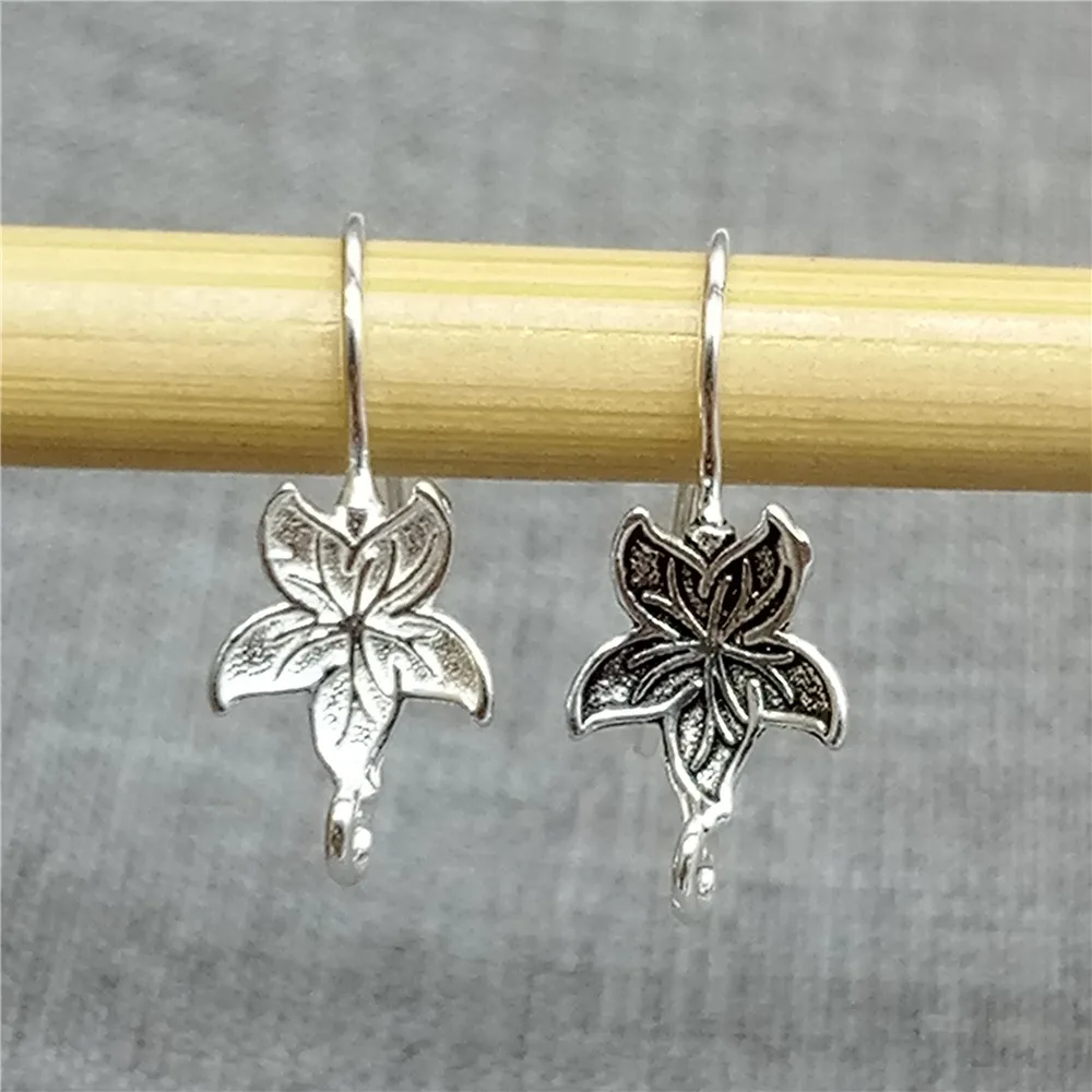 4 Pairs of 925 Sterling Silver Lotus Flower Earring Ear Wire Hooks for Yoga Meditation