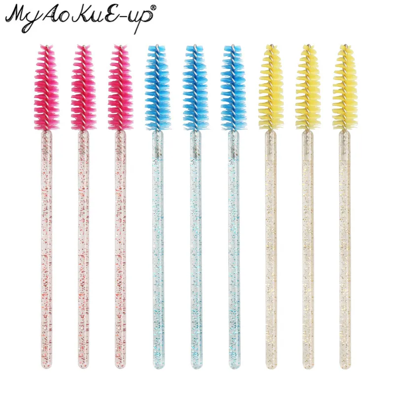 Neue Kristall Wimpern 150 Stück Diamant Griff Pinsel Mascara Zauberstäbe Applikator Kosmetik bürste Einweg Make-up Pinsel Werkzeuge – Detail 8
