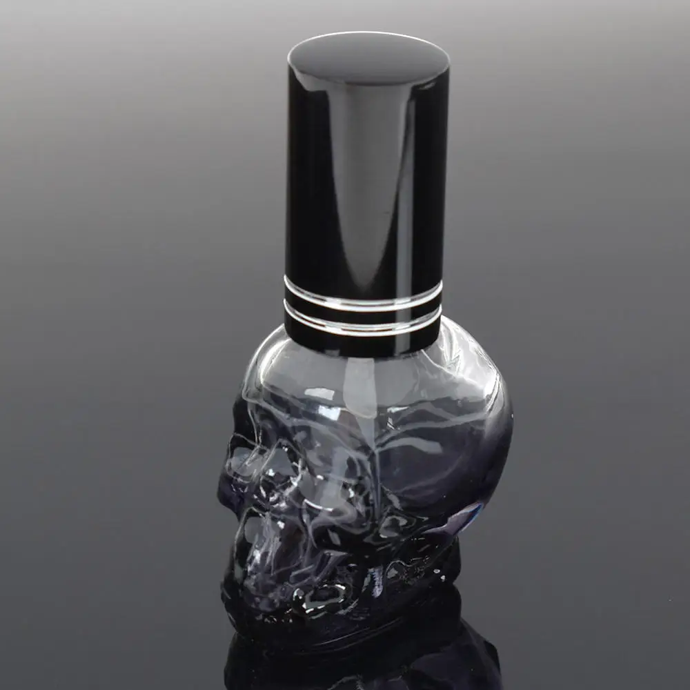 1PC 8ml Skull Shape Refillable Portable Empty Glass Perfume Bottle Travel Mini Charm Press Spray Parfum Bottles Gothic Style