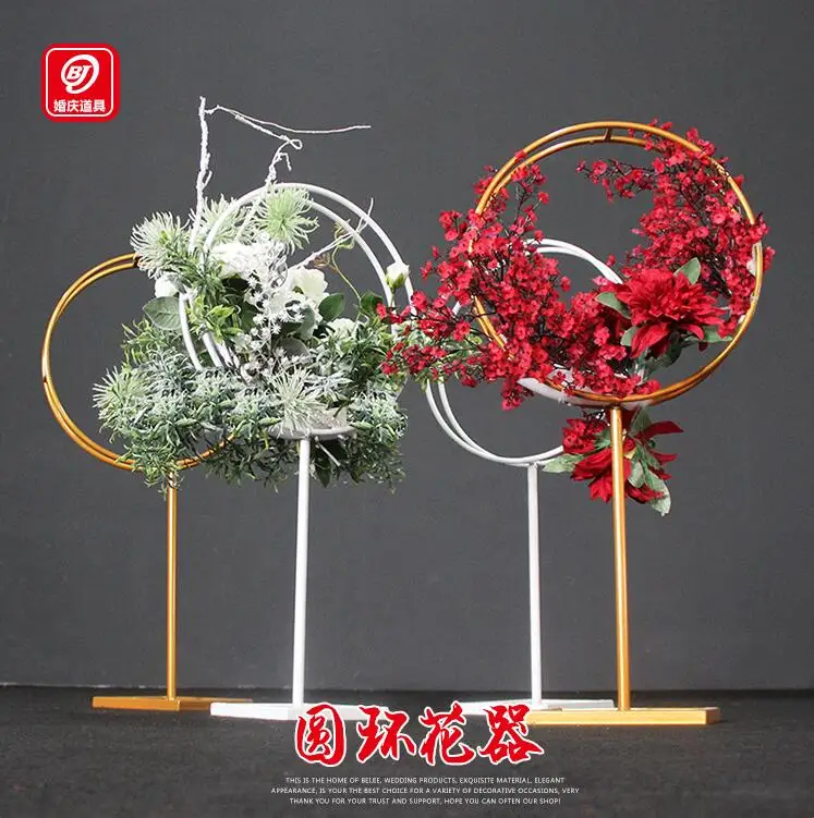 Baijie wedding props Ring Flower ware round wedding table flower arrangement wedding scene stage guide