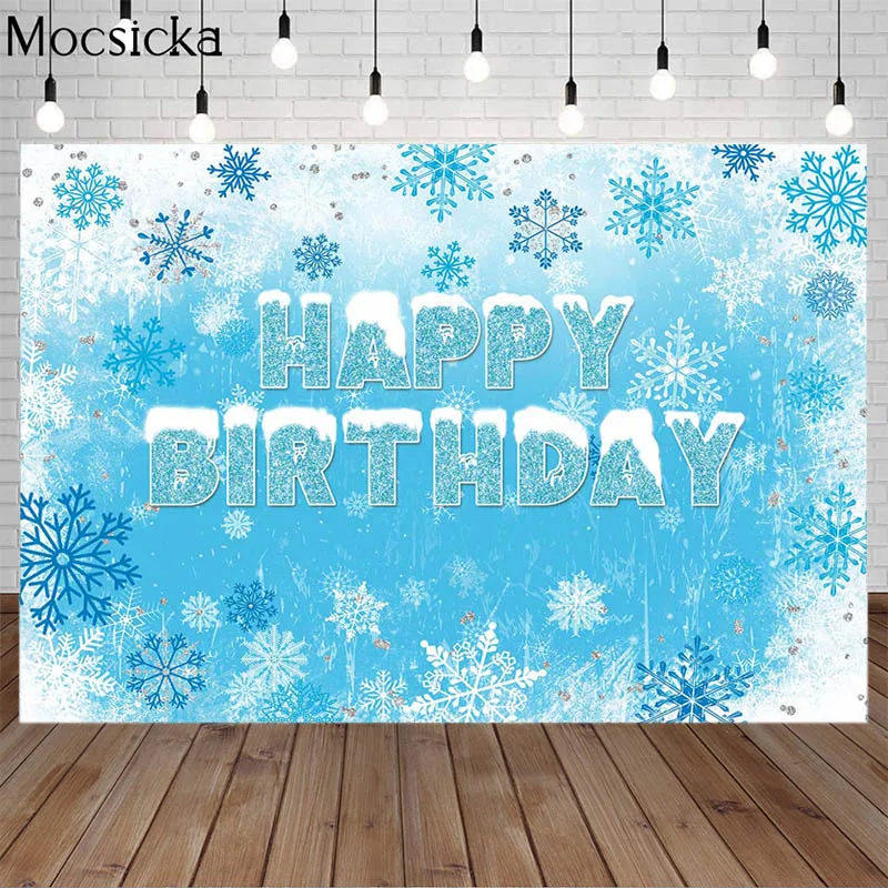 

Mocsicka Winter Snowflake Photography Backdrop Snow Newborn Baby Shower Child Happy Birthday Portrait Background Customize Photo