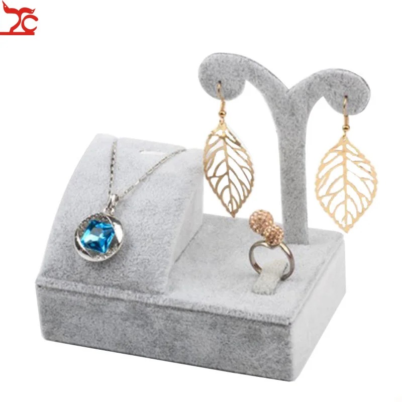 

Gray Velvet Jewelry Display Props Jewelry Necklace Jewelry Display Board Rack Earring Jewelry Organizer Ring Storage Holder