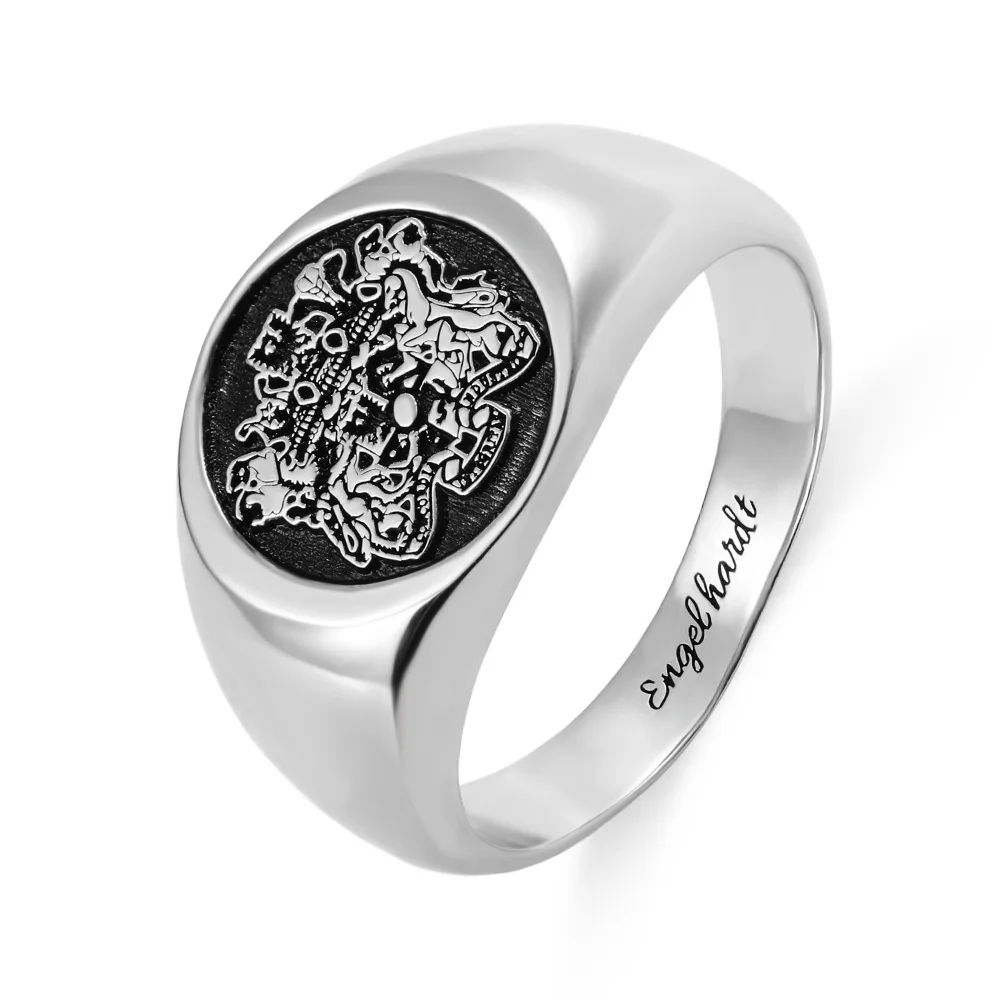 AILIN Dropshipping Custom Men's Silver Unique Massive Family Jewelry Engrave Logo Retro Name Signet Ring 2021 Trend Accessories