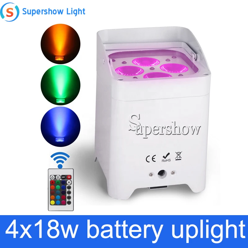 wireless dmx battery powered led smart par 4x18w rgbwa uv battery  uplighting with wifi