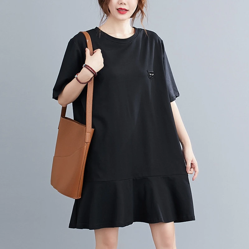 

Summer new plus size casual dress 7XL 8XL 9XL fashion ladies lace stitching backless bow ruffled dress.