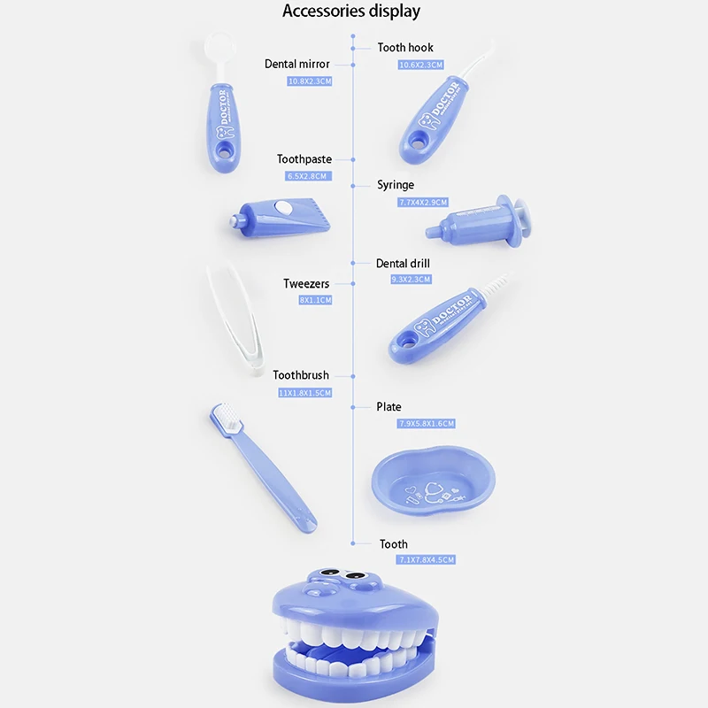 Juego de simulación de dentista para niños, juego de rol médico, juguetes educativos de aprendizaje, regalos, 9 Uds.