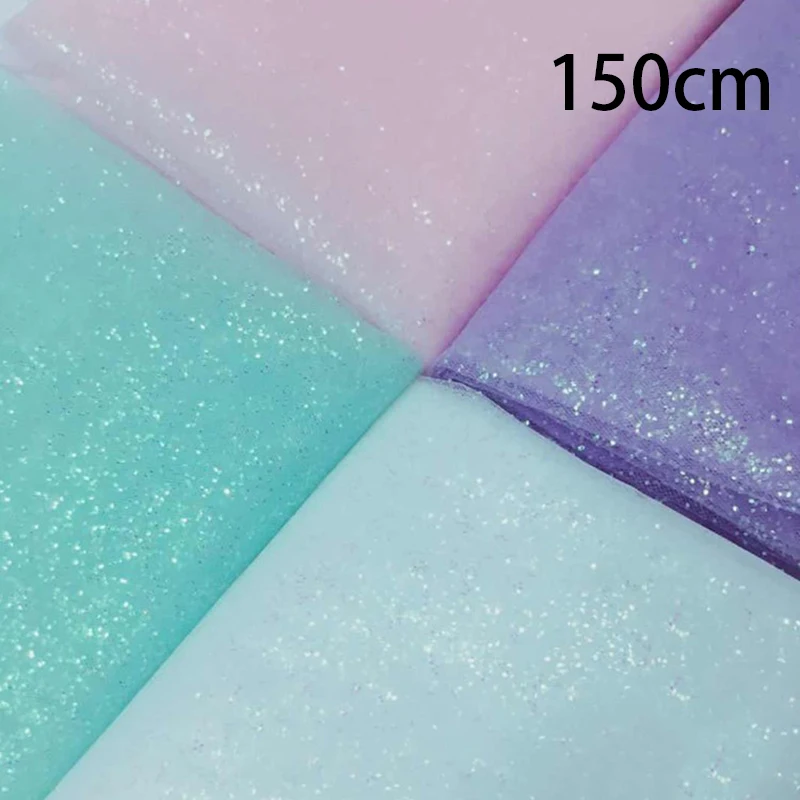 YOMDID Beautiful Sequin Mesh Fabric Practical Skirt Clothing Wedding Decor Materials DIY Handcraft Sewing Supplies Width 150cm