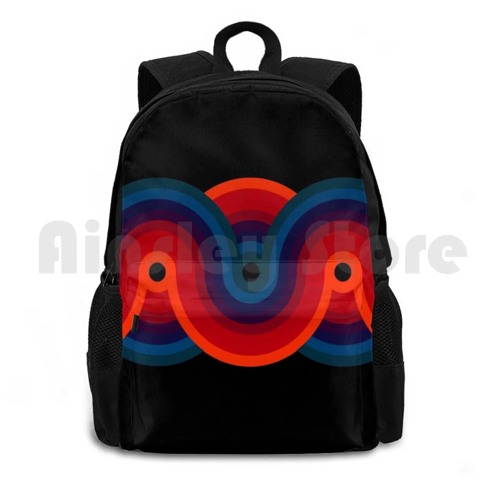 Curves Outdoor Hiking Backpack Waterproof Camping Travel Hippie Groovy Flower Rainbow Infinity Power Love Peace Blues Disco