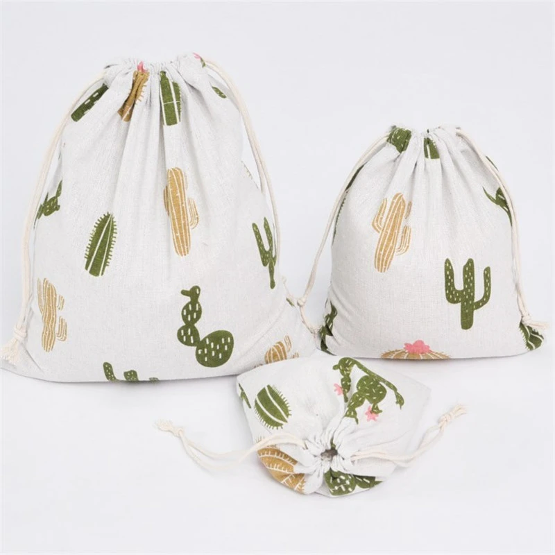 Tropical Plants cotton linen fabric dust cloth bag Clothes socks/underwear shoes receive bag home Sundry kids toy storage bags