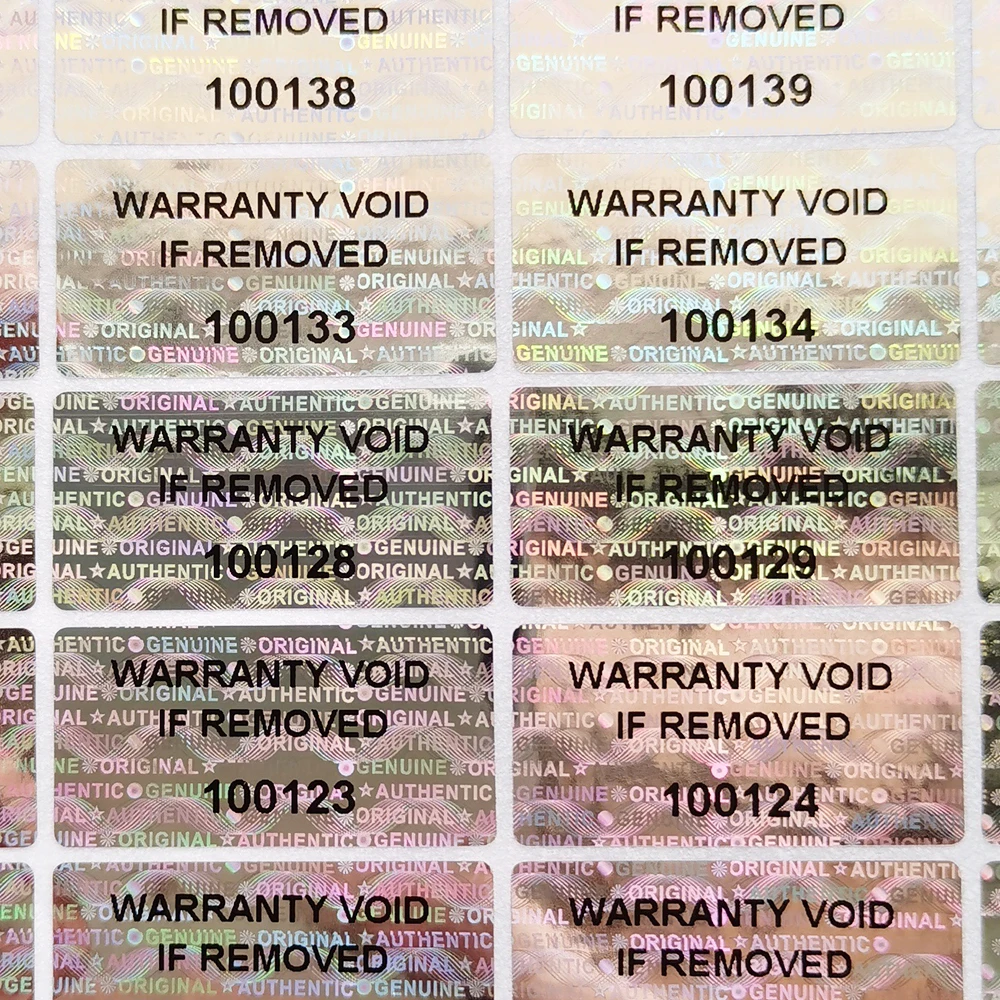 1000pcs 30x15mmm, Holographic Warranty Barcode Serial Number Stickers, Tamper Proof Sealing Void Security Label, Customized Logo