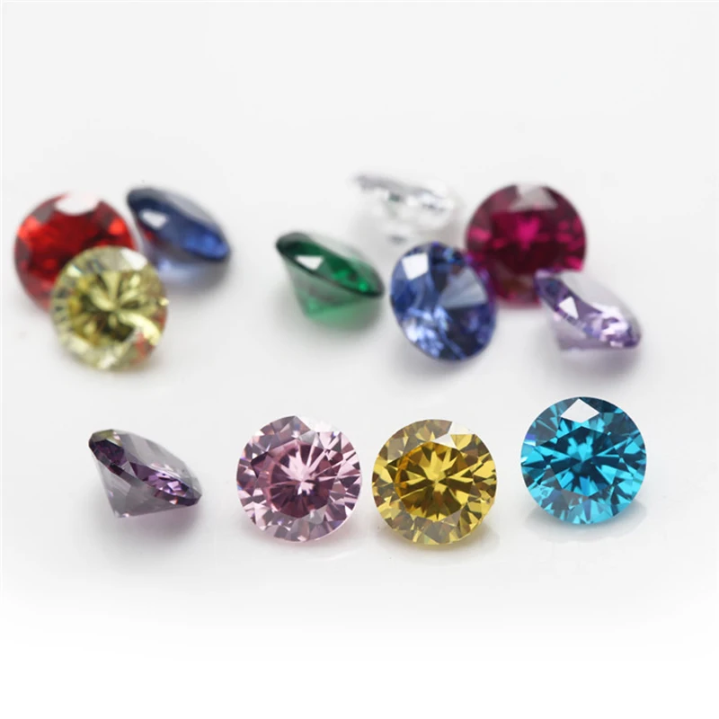 12pcs/24pcs 4mm~10mm Birthday Stone 1pc/2pcs Per Colors Round Loose Cubic Zirconia Synthetic Corundum5# Spinel113#