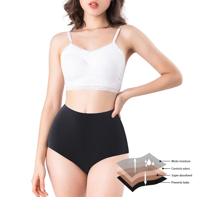 

Hot Sale 4 Layers Absorbent Leak Proof Seamless Menstrual Period Panties High Waist Menstrual Panty Women Period Panties