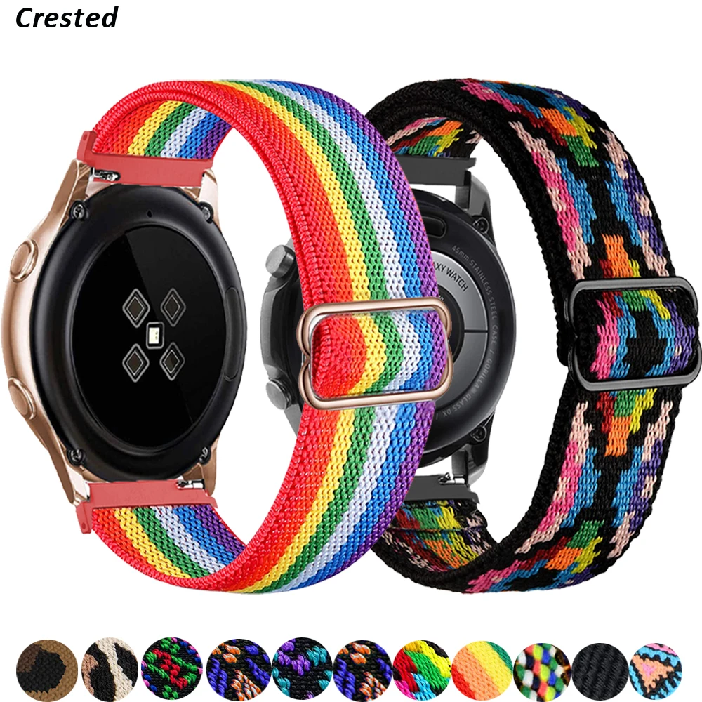 20mm/22mm strap For Samsung Galaxy watch 3/Active 2/46mm/42mm/ Gear S3 Adjustable Elastic Nylon bracelet Huawei GT/2/2E/Pro band