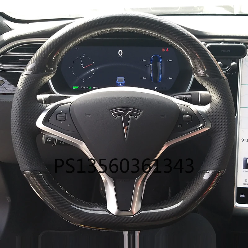 For Tesla model S model X Model 3 hand-stitched leather flip-furry steering wheel cover special