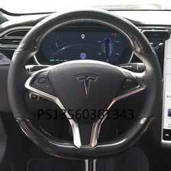 For Tesla model S model X Model 3 hand-stitched leather flip-furry steering wheel cover special