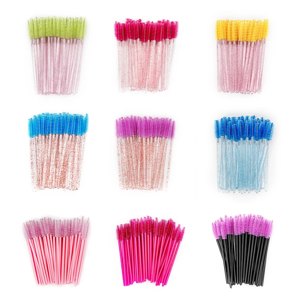 Brosses à Cils en Forme de Poulet, Peigne, Bobines, Baguettes de Maquillage, Baguettes de Mascara pour Extensions, 50 Pièces