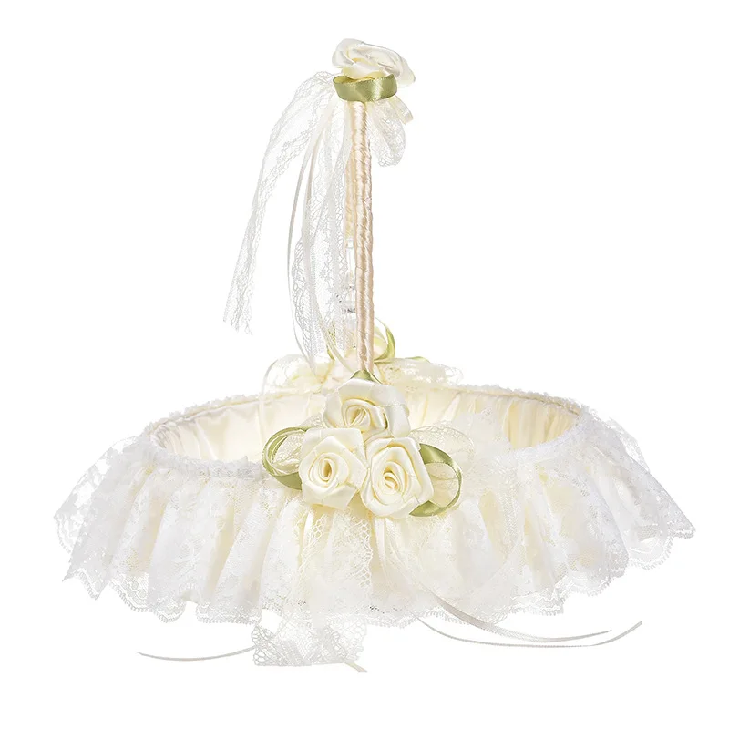 2020 Cream Girls Boy  Flowers Basket Wedding Flower Girl Basket Western Ceremony Articles Party Supplier