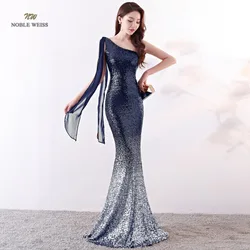 Elegant Mermaid Long Evening Dress 2024 Simple Colorful Sequin One Shoulder Sexy Party Dresses Prom Gown Customized