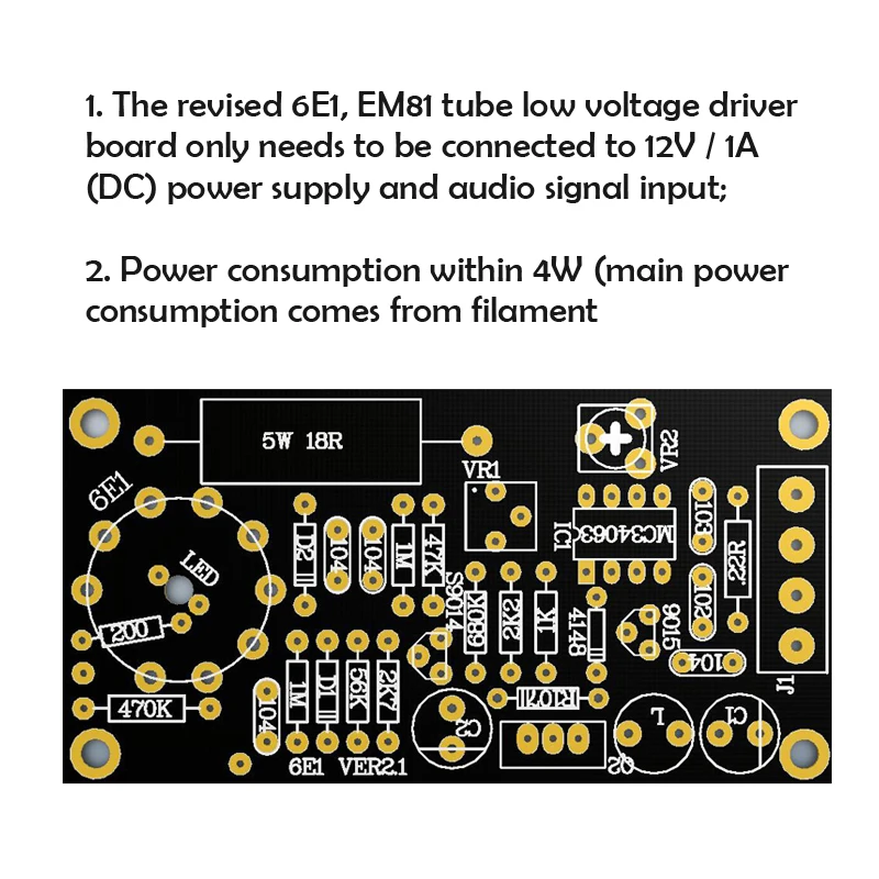 6E1 / EM81 Tube Cat\'s Eye Level Indication Driver Board Fluorescence Tuning Indication Amplifier Tube Radio