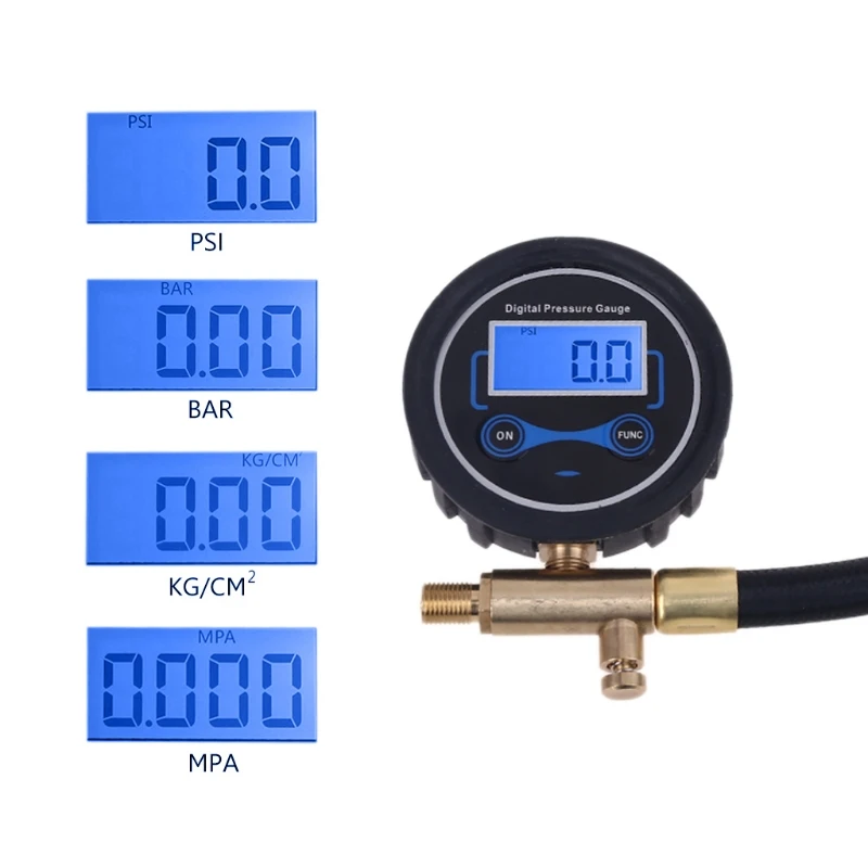 سيارة دراجة نارية ضاغط الهواء تضخيم أنبوب خرطوم 200PSI مع الانكماش الرقمية قياس ضغط الإطارات المانومتر انخفاض الشحن