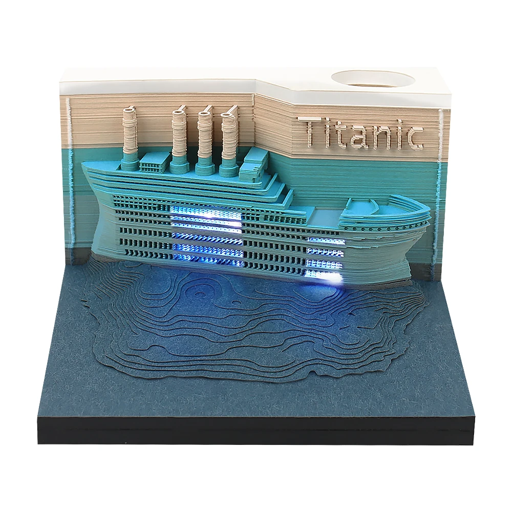 Omoshiroi Block 3D Titanic Model Treehouse Famous Movie Building Block Paper Note Birthday Christmas New Year Gift