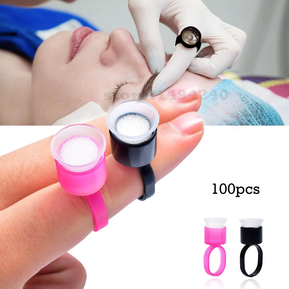 100pcs Sponge Ring Cups Microblading Eyebrow Lip Tattoo Pigment Ink Holder Substitute Permanent Makeup Accessories Tools