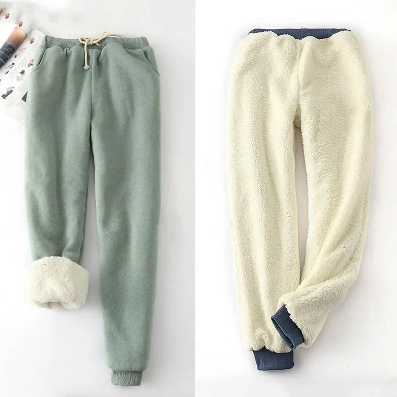 Winter Cashmere Harem Warm Pants Women 2022 Causal trousers Women Warm Thick Lambskin Cashmere Pants Women Loose Long Pant