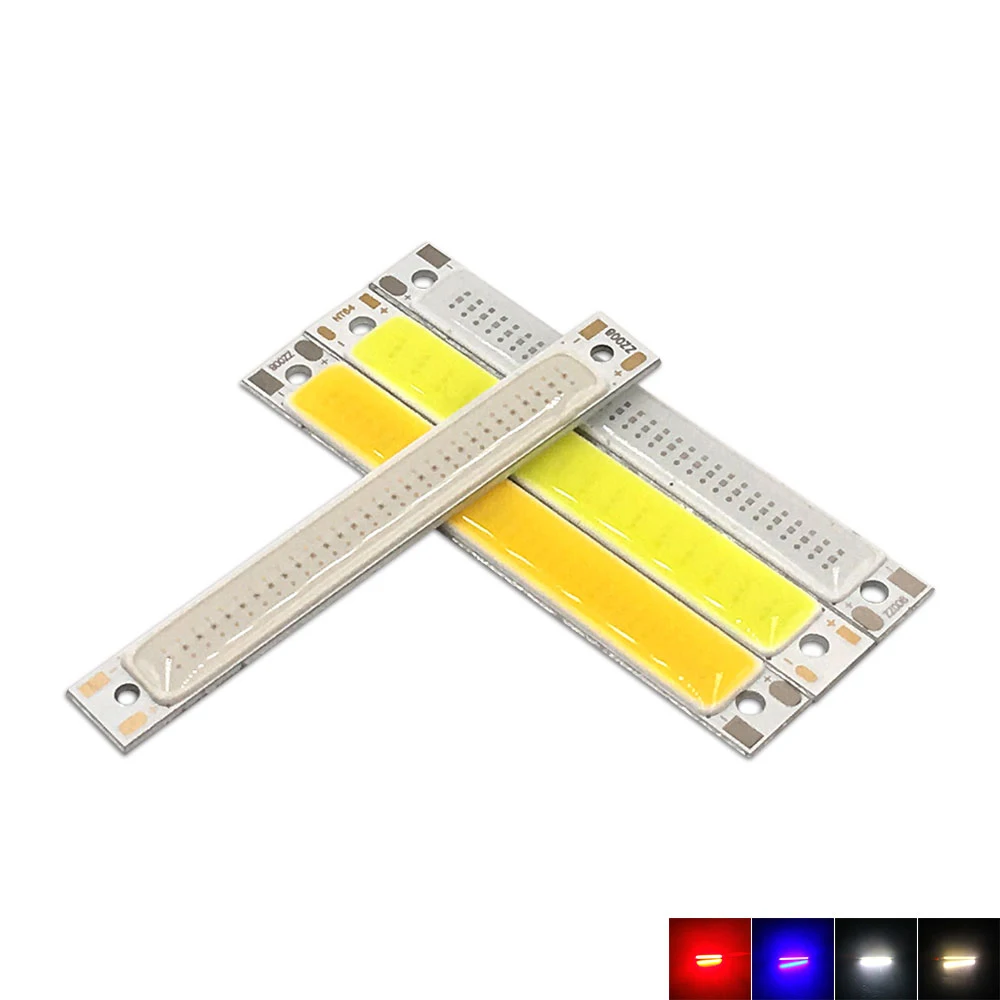 Lâmpada LED COB Strip, Fonte de Floodlight de trabalho, Chip Beads, Super brilhante, vermelho, azul, branco, DC, 3V, DIY Lamp, 8mm x 60mm, 3W