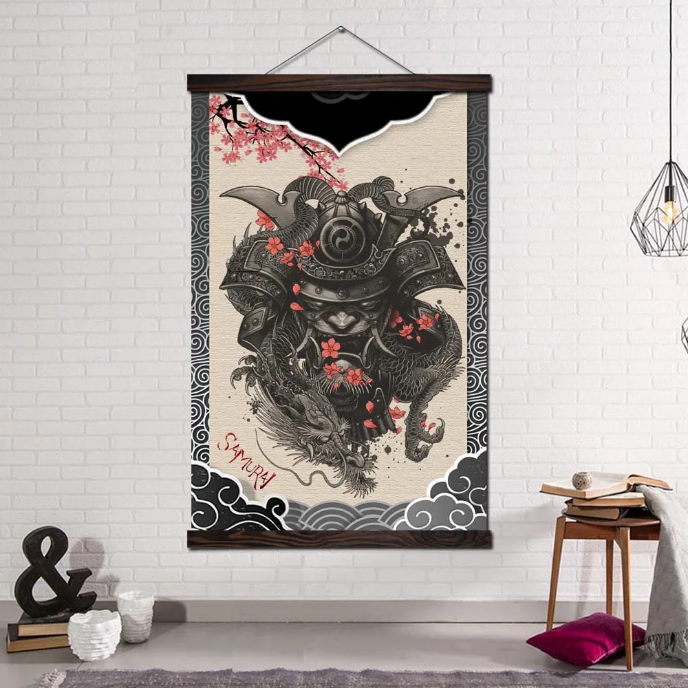 

Wall Art Decor Posters and Prints Canvas Painting Home Decoration Wall Pictures for Living Room Japan Art Samurai Cloud Pattern