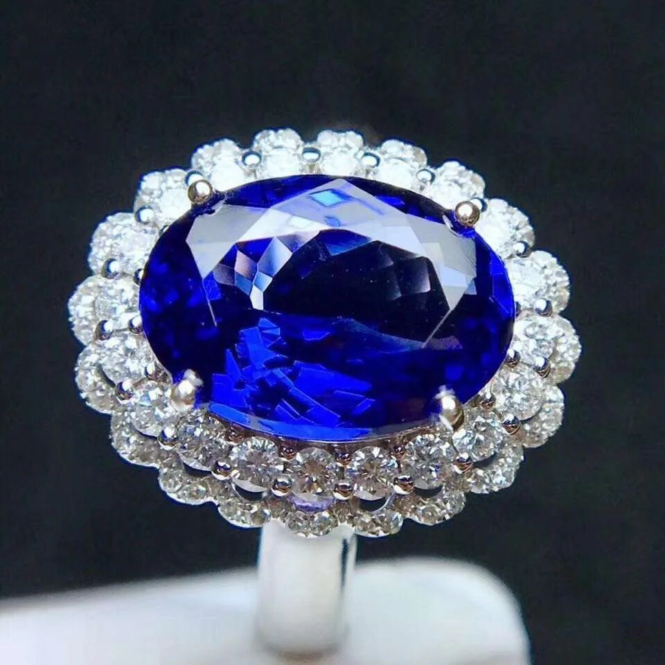 Blue sapphire Ring 925 sterling silver inlaid sapphire ring High quality  For Men or Woman Gem 10*14mm