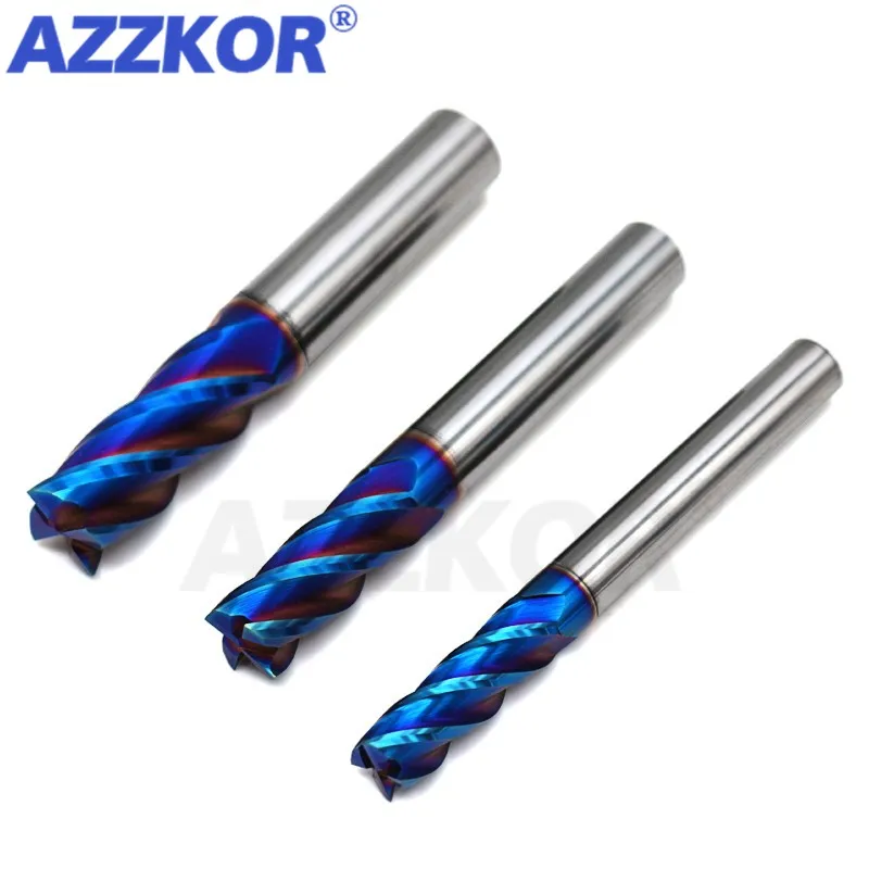 Milling Cutter Alloy Coating Tungsten Steel Tool Cnc Maching Hrc70 End Mill Azzkor Top  Milling Cutter Kit Milling Machine Tools