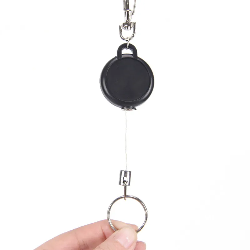 1pcs Retractable Key Chain Reel Steel Cord Recoil Belt Ring Badge Pass ID Card Holder