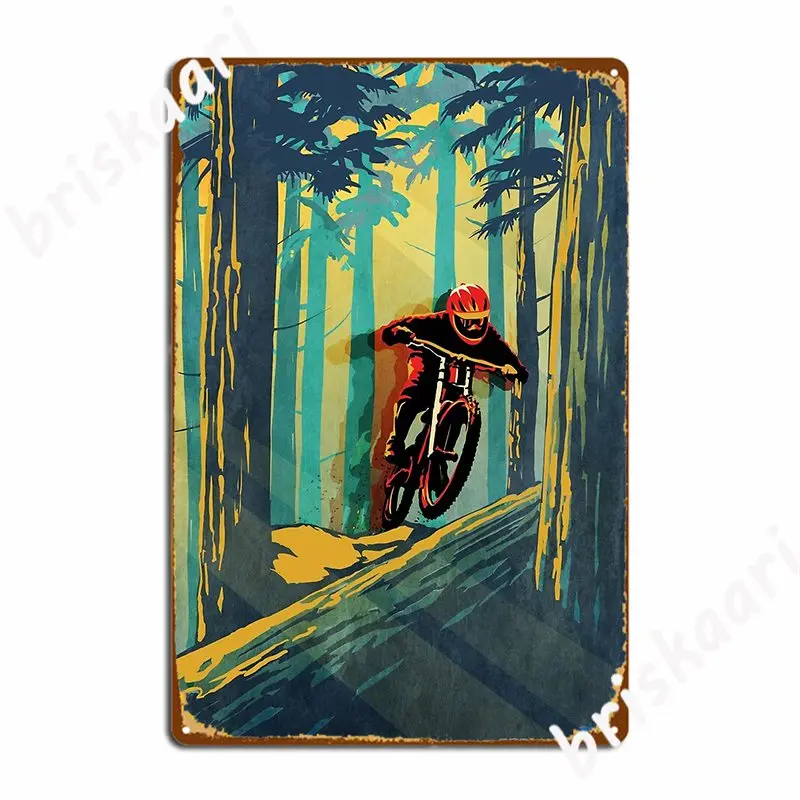 Forest Log Mountain Bike Ghost Jumper Poster Metal Plaque Pub Garage Wall Plaque Club Create Tin Sign Poster