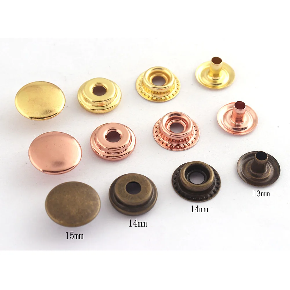 10set Snap Buttons Poppers Snap Fasteners Bronze/Rose Gold/Gold Snap Fasteners Metal Rivet Buttons Press Sewing Leather Craft