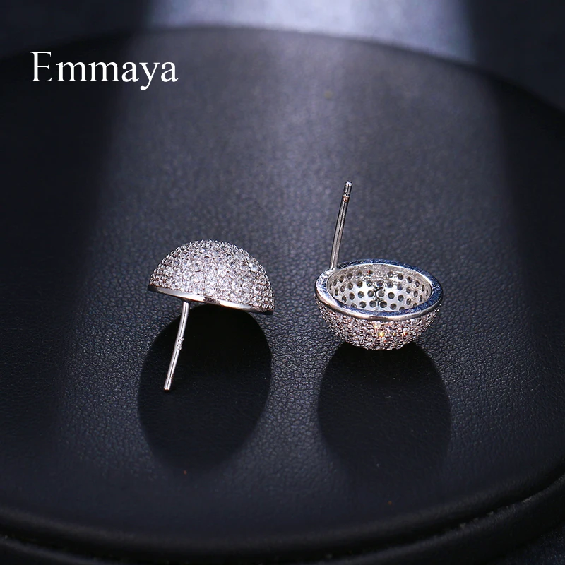 Emmaya Most Popular Minimalism Semi-Circular Shape zircon Female Fashion Dinner First Choice Simplicity Stud Earrings