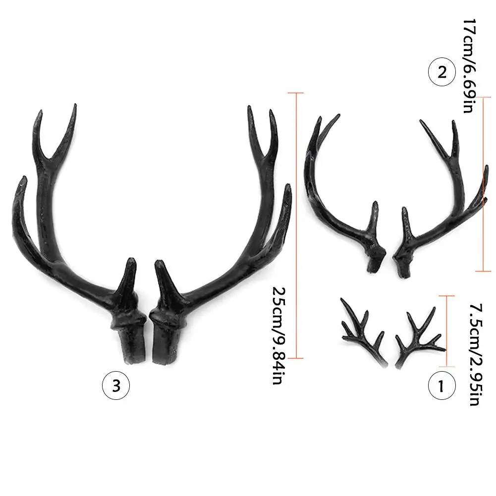 Simulation Plastic Deer Antlers Decor Cosplay Black Deer Antlers Artificial Deer Horn Headband DIY Accessory Halloween Props