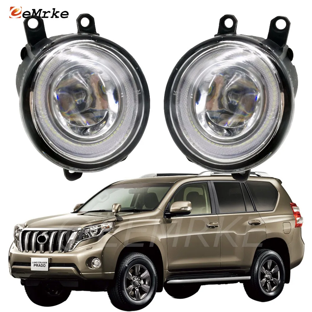

LED Cut-Line Lens Fog Lights Lamp Angel Eye DRL for Toyota Land Cruiser Prado J150 2009 2010 2011 2012 2013 2014 2015 2016 2017
