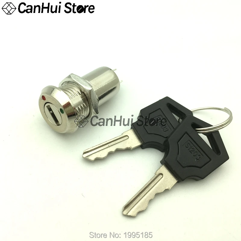 1Pcs 12mm 전자 키 스위치 ON OFF 잠금 스위치 전화 잠금 보안 전원 스위치 12*29/23mm S1203 135 2PIN 2 키 2 위치