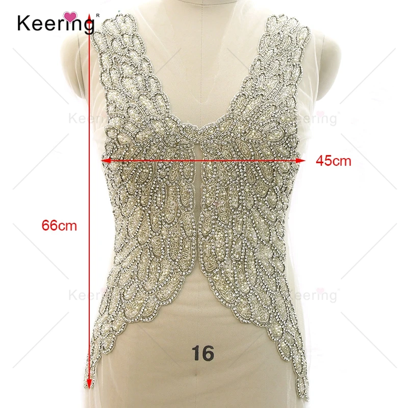 Silver Embroidery Rhinestone Body Applique for Wedding Dress, New Production WDP-366