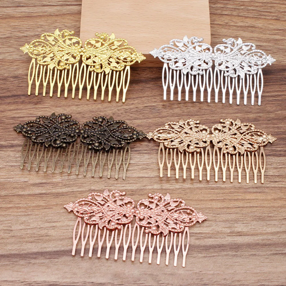 REGELIN 55X95mm Vintage 14 Teeth Comb Hair Jewelry Charm Women Flower Motif Hairpin Hairclips Barrettes Retro Fashion Hair Wear