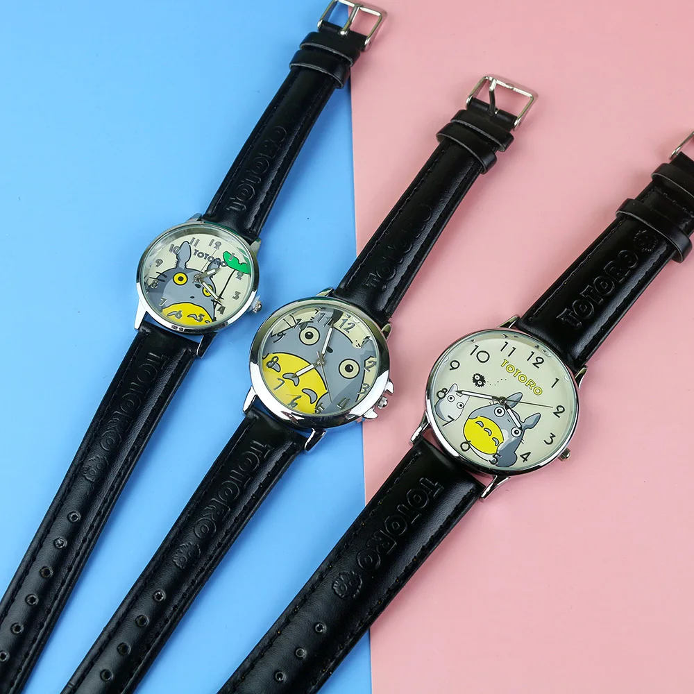 Relojes con patrón de dibujos animados para mujer, pulsera femenina con correa de cuero de alta calidad, a la moda