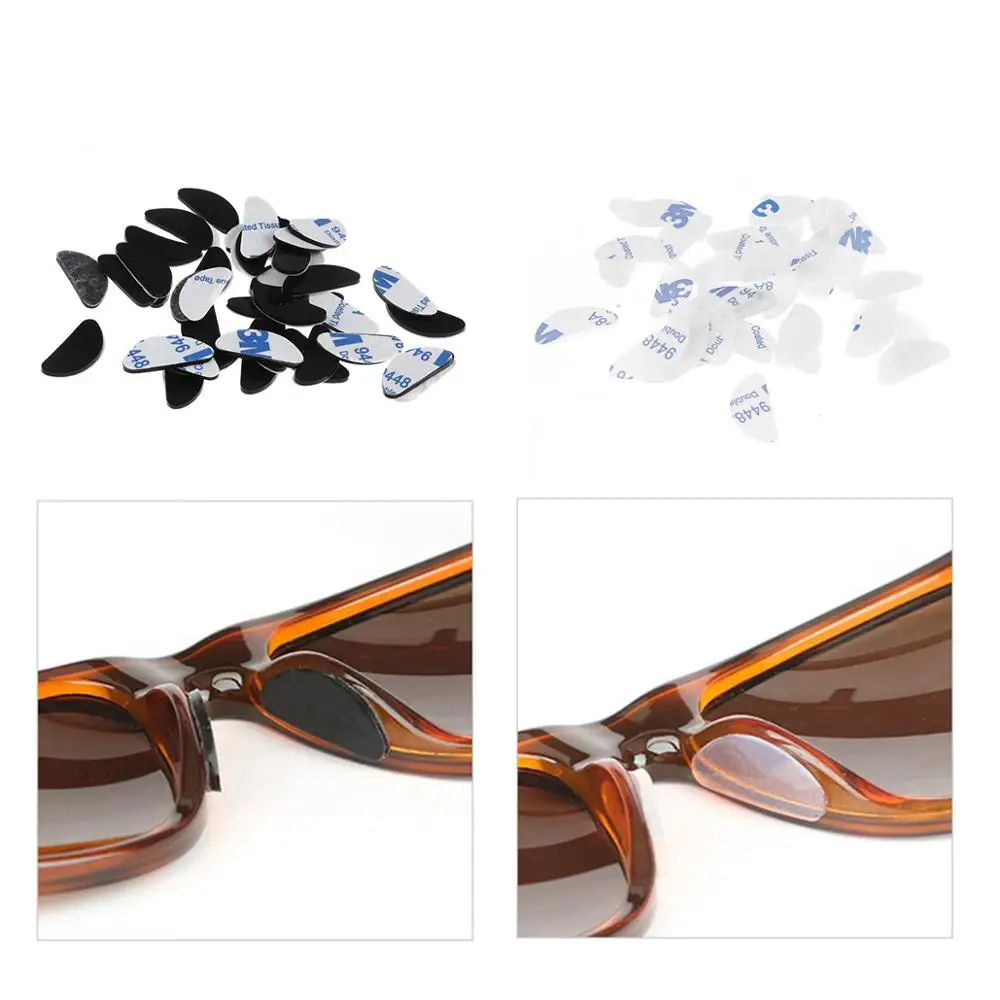 20 paires de coussinets adhésifs pour lunettes, tampons nasaux, poignées hypoallergéniques, joints antidérapants, coussinet en Silicone souple pour lunettes de soleil