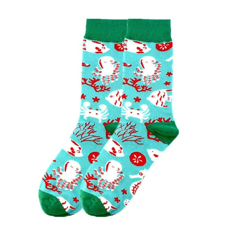 New  Autumn Winter Socks Men Funny Fruit Sea Food Pattern Happy Socks Avocado Lemon Pizza Harajuku Calcetines Men