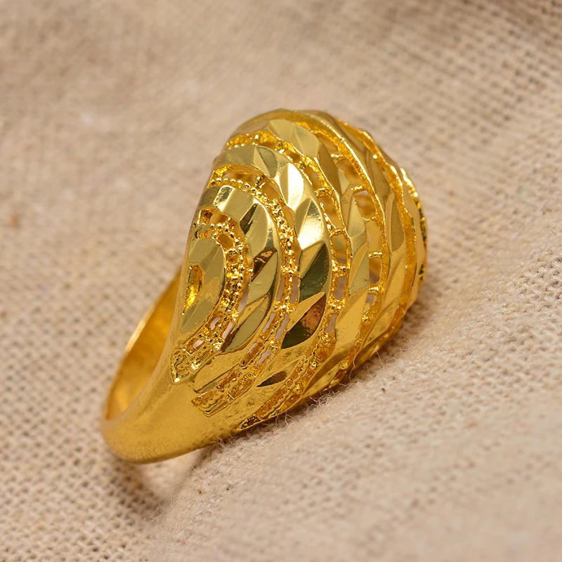Gold Color Rings for Women Man Gold Color Africa Ring Ethiopian Jewelry Arab India Nigeria Middle East Metal Wedding Ring