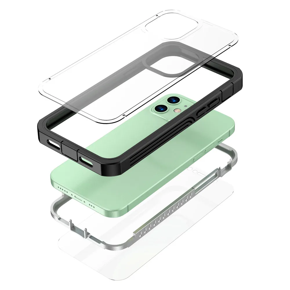 360 Full Body Double Protective Phone Case for iPhone 13 Pro Max Transparent Shockproof Cover for iPhone 13mini 11 12 Pro XS XR