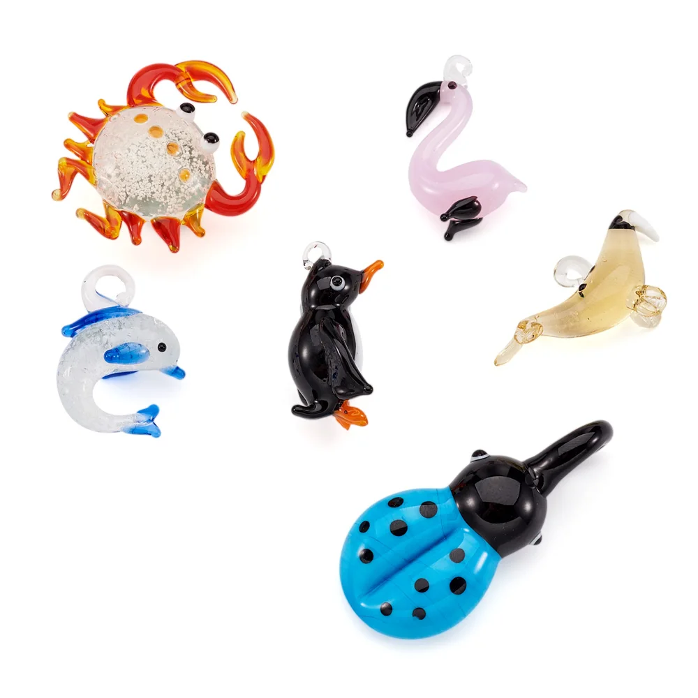 5pcs Handmade Lampwork Mixed Animals Charms Pendants For DIY Handmade Jewelry Making Necklace Bracelet Decor Accessories